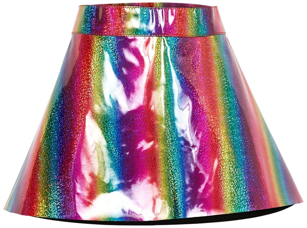 6158 Rainbow Glitter PVC Skater Skirt 5X
